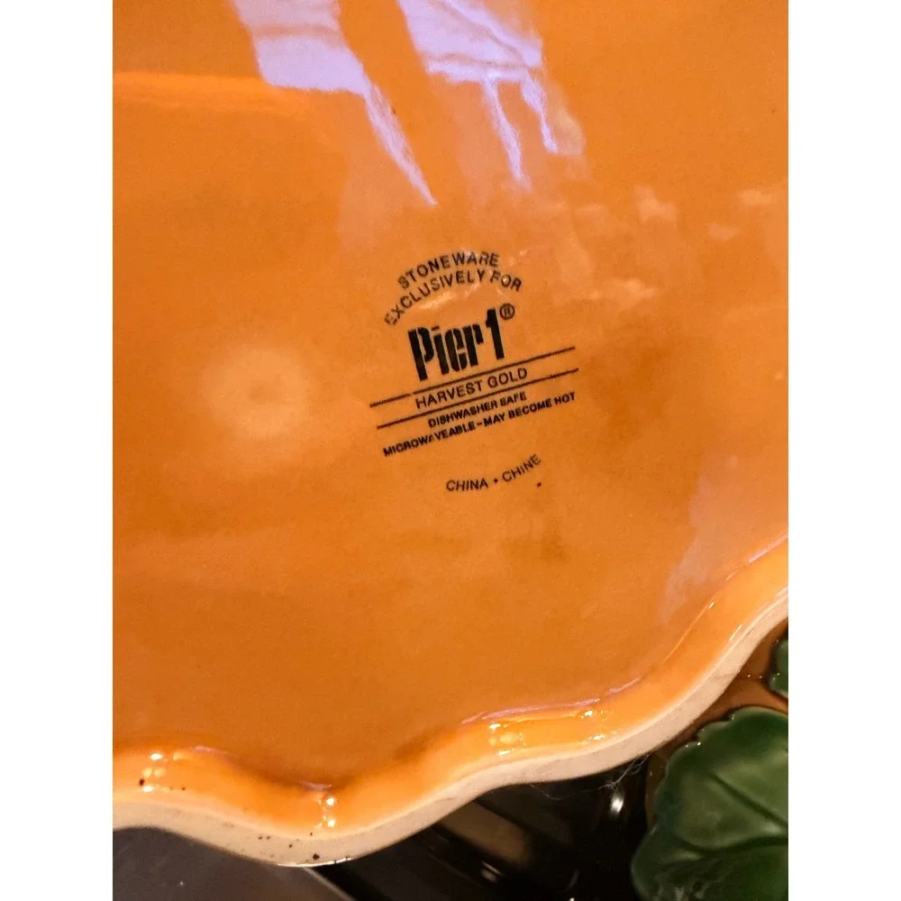 Pier 1 Harvest Gold Ceramic Pumpkin Soup Tureen with Lid and Ladle
